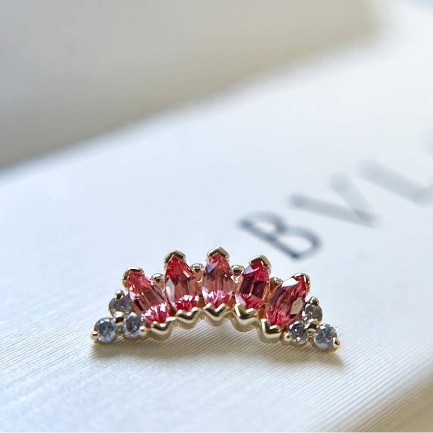 Bvla Serena 14k Yellow Gold Padparadscha Sapphires And Gray Diamonds